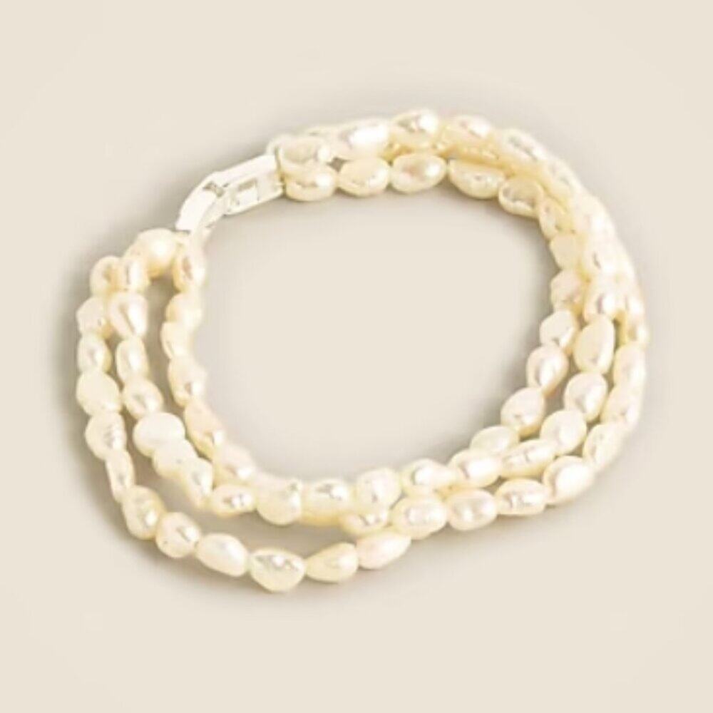 J Crew Freshwater pearl layered bracelet